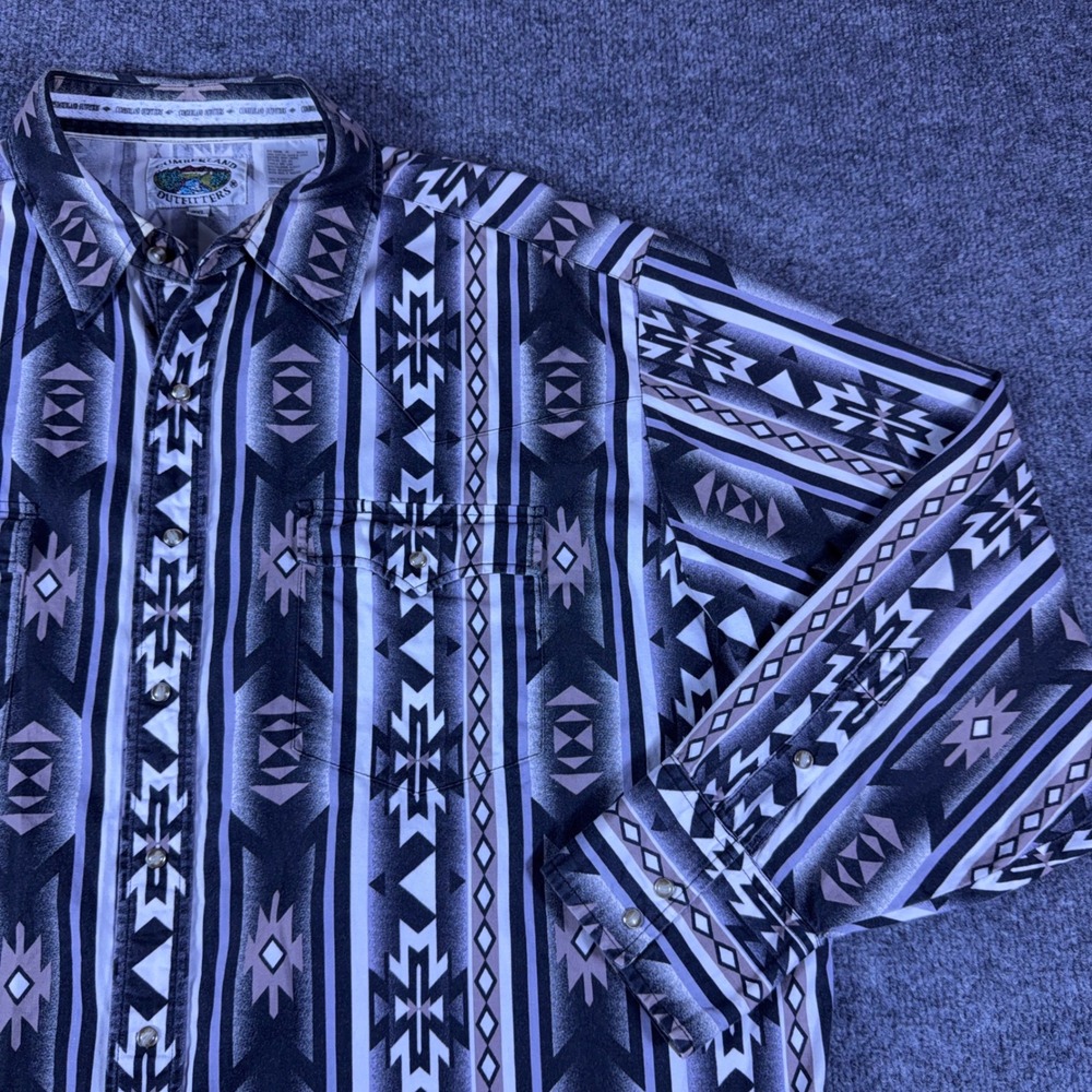 Cumberland Outfitters Mens Y2K Aztec Pearl Snap Western Cowboy Shirt 2XL